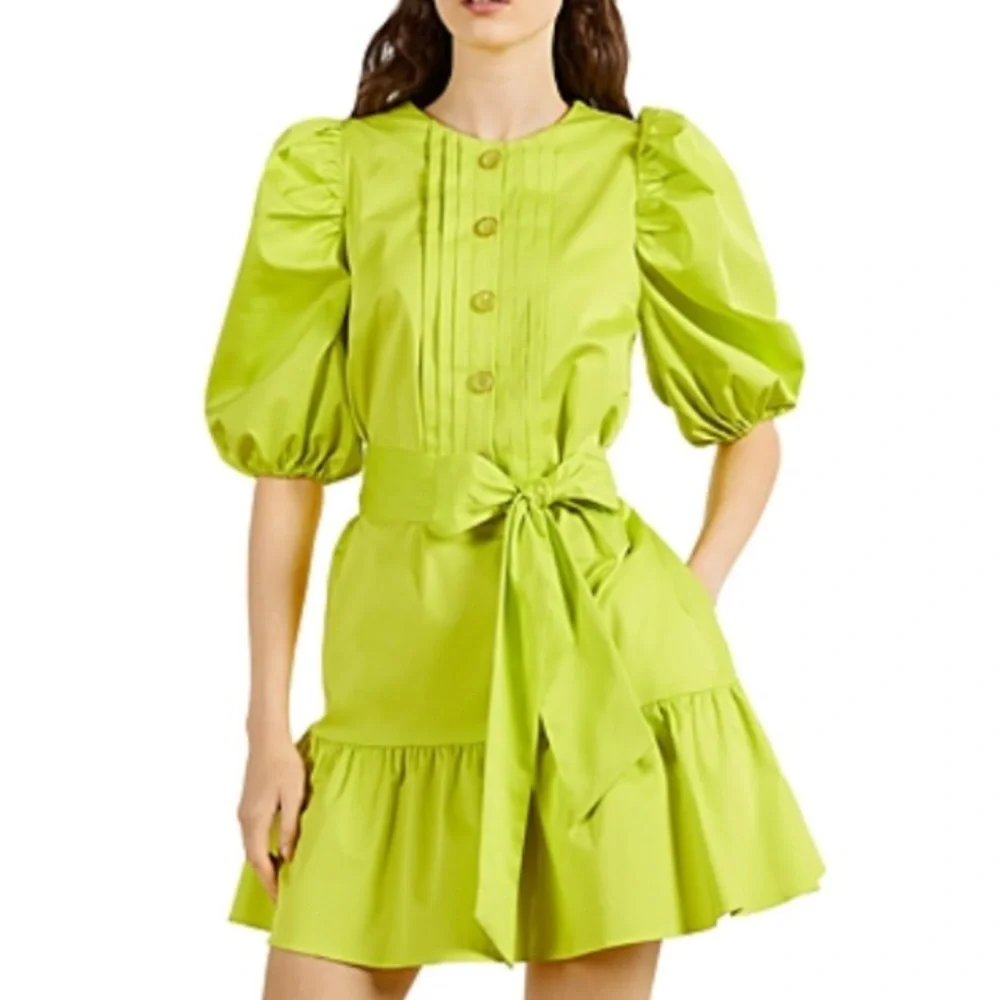 Ted Baker Sofia Ruffle Mini Dress Bright Green Size 4 - Picture 1 of 16